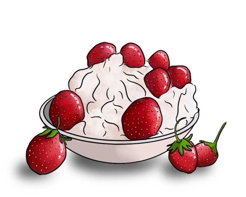 Plato de fresas con nata Fresas con nata