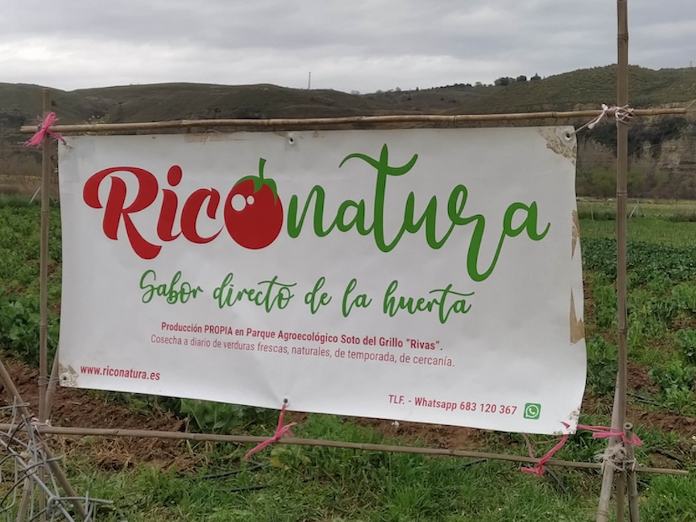 Cartel de La huerta de Riconatura, Parque Agroecológico Soto del Grillo (Rivas Vaciamadrid)