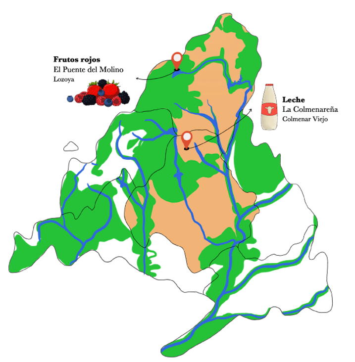 Mapa receta de tortitas de avena con cobertura de frutos del bosque