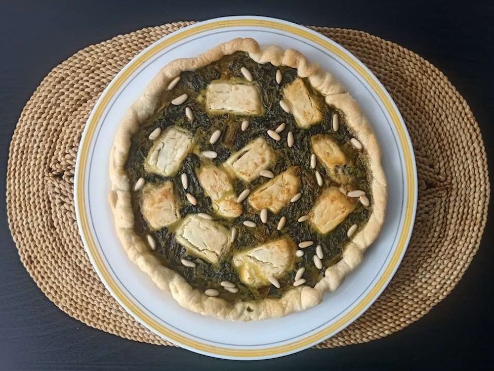 Quiche de acelgas con queso de cabra madurado