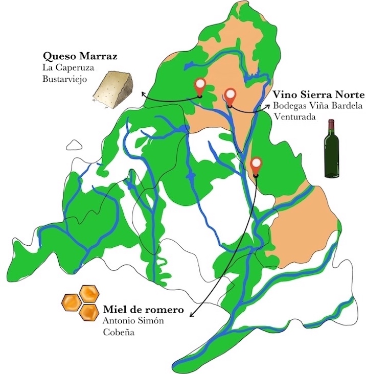 Mapa queso y mermelada de vino